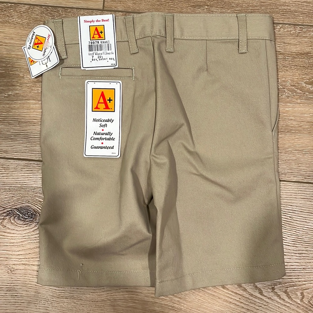 A+ School Apparel Boy’s Khaki Shorts School Uniform 7897R ~ NWT